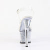 SKY-308RSI Plateau High Heel Sandaletten - Silber/Transparent Glitzer von Pleaser – Ansicht 4