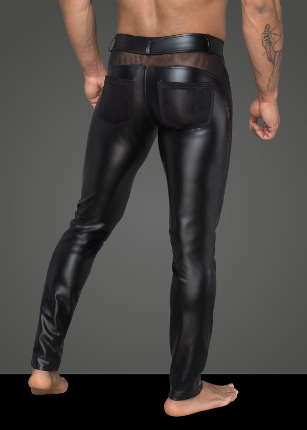 Sexy Powerwetlook-Longpants mit Einsätzen und Taschen aus 3D-Netz schwarz_88919.jpg