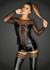 Sexy Powerwetlook Corsagen-Top mit langen Ärmeln Narcissist schwarz_88452.jpg