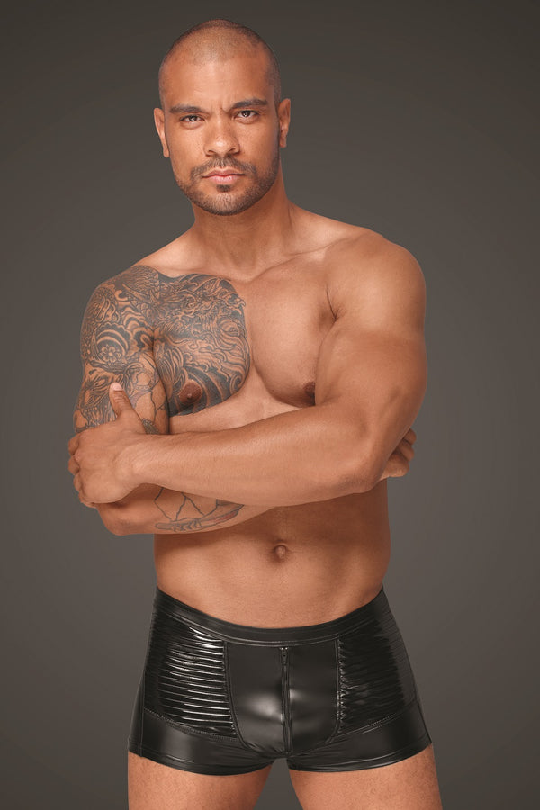 Sexy Powerwetlook Shorts mit dekorativen PVC Zierfalten schwarz_88910.jpg