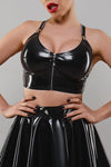 Vinyl Crop Top TDEike001 mit Metallnieten und Reißverschluss-Details | Demoniq SALE