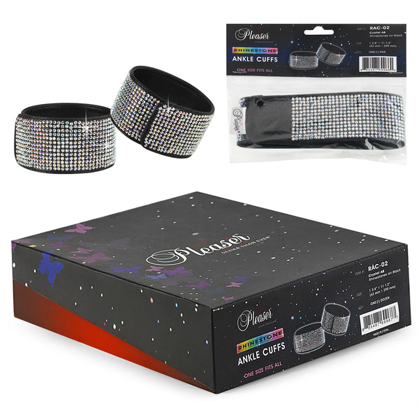 Ankle Cuffs Knöchelriemchen mit Glitzersteinchen Strass in Schwarz / Silber / Transparent von Pleaser – Ansicht 3