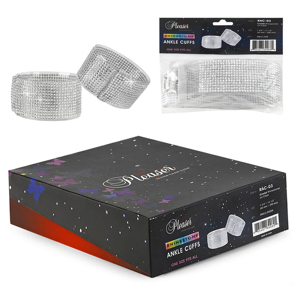 Ankle Cuffs Knöchelriemchen mit Glitzersteinchen Strass in Schwarz / Silber / Transparent von Pleaser – Ansicht 4