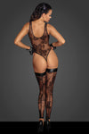 Tüll Body mit gemusterter Flock Stickerei F242 - Schwarz | Noir Handmade_115147.jpg