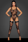 Tüll Body mit gemusterter Flock Stickerei F242 - Schwarz | Noir Handmade_115149.jpg