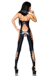 Wetlook-Overall mit Cutouts und dekorativen Ketten schwarz_74036.jpg