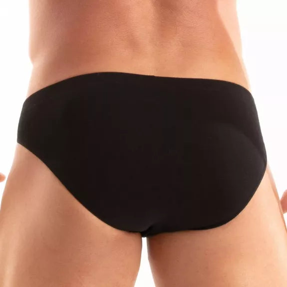 Bikini-Slip Schwarz - Weicher Baumwoll-Mix, hoher Schnitt, Logo-Bund | TOF Paris