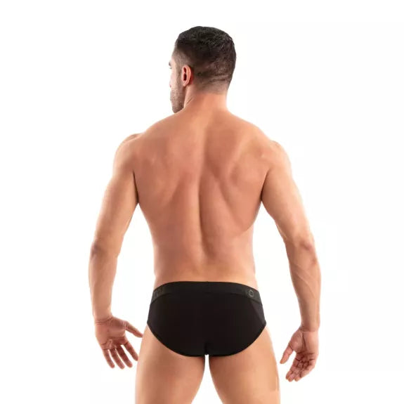 Slip Herren Schwarz, weicher Baumwollstoff & edler Jacquard-Bund | TOF Paris