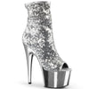 ADORE-1008SQ Plateau Stiefeletten - Silber | Pleaser