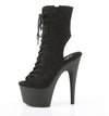 ADORE-1016 Plateau Peeptoe Stiefeletten Schwarz Velour | Pleaser