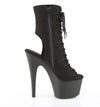 ADORE-1016 Plateau Peeptoe Stiefeletten Schwarz Velour | Pleaser