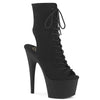ADORE-1016 Plateau Peeptoe Stiefeletten Schwarz Velour | Pleaser