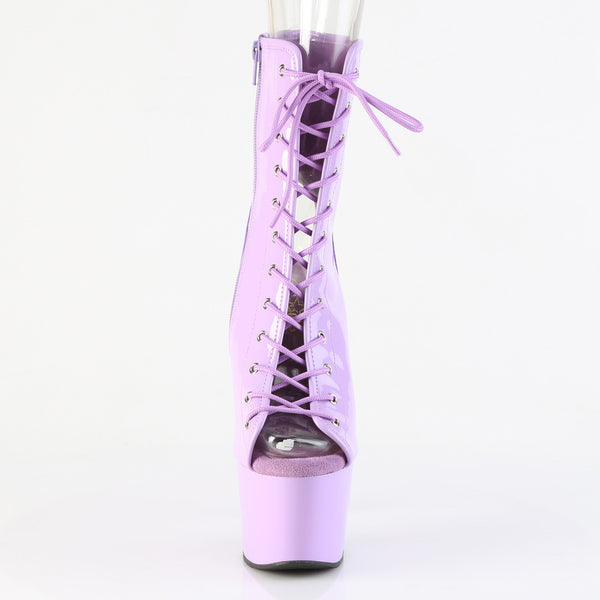 ADORE-1016 Plateau Peeptoe Stiefeletten Violett Lack | Pleaser