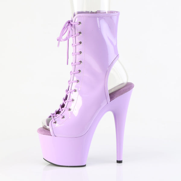 ADORE-1016 Plateau Peeptoe Stiefeletten Violett Lack | Pleaser