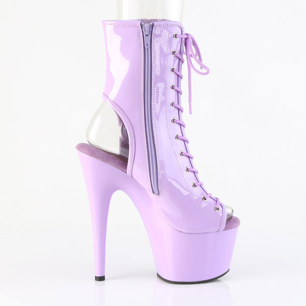 ADORE-1016 Plateau Peeptoe Stiefeletten Violett Lack | Pleaser