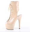 ADORE-1016 Plateau Peeptoe Stiefeletten Beige Lack | Pleaser