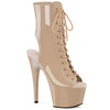 ADORE-1016 Plateau Peeptoe Stiefeletten Beige Lack | Pleaser