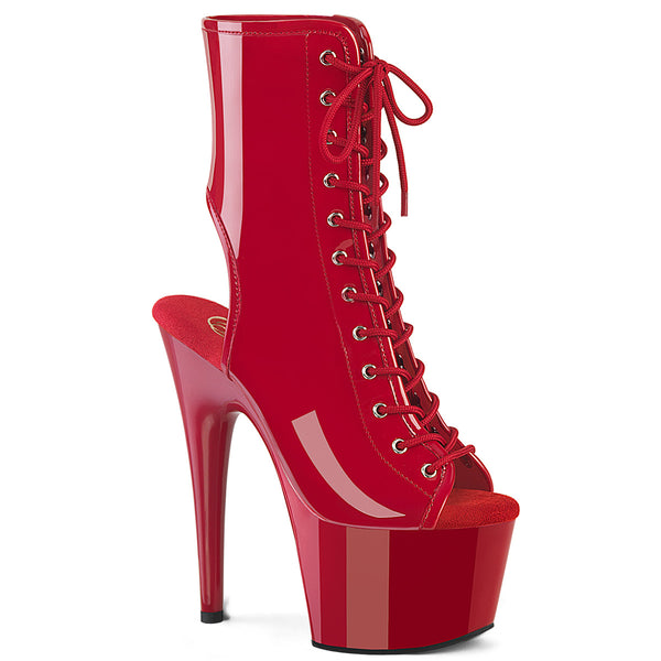 ADORE-1016 Plateau Peeptoe Stiefeletten Rot Lack | Pleaser