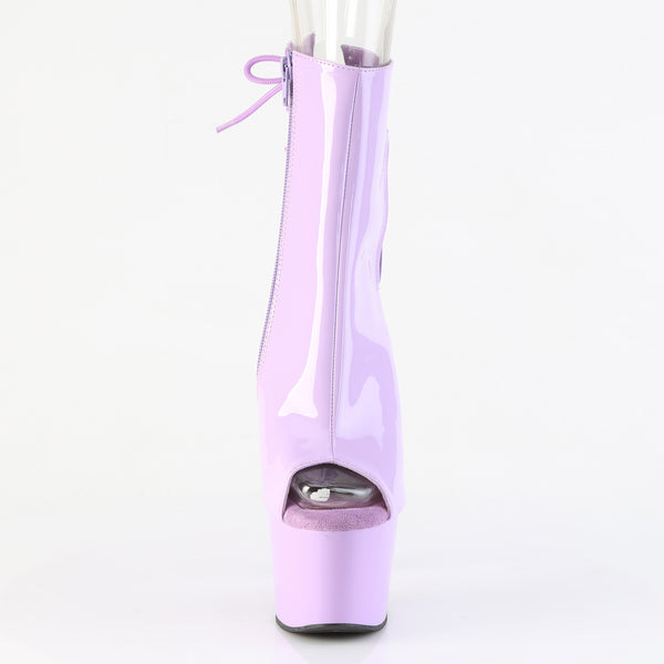 ADORE-1018 Plateau Peeptoe Stiefeletten Violett Lack | Pleaser