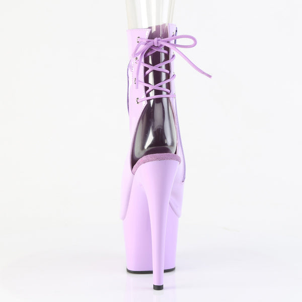 ADORE-1018 Plateau Peeptoe Stiefeletten Violett Lack | Pleaser