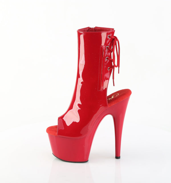 ADORE-1018 Plateau Peeptoe Stiefeletten Rot Lack | Pleaser