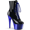 ADORE-1020 Plateau Stiefeletten Schwarz/Blau | Pleaser