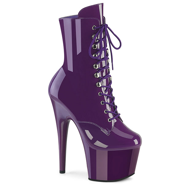 ADORE-1020 Plateau Stiefeletten Dunkel Violett Lack | Pleaser