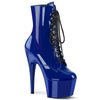 ADORE-1020 Plateau Stiefeletten Lack Royal Blau | Pleaser