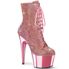 ADORE-1020CHRS Plateau Stiefeletten - Glitzersteine Pink | Pleaser
