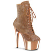 ADORE-1020CHRS Plateau Stiefel - Glitzersteine Roségold | Pleaser