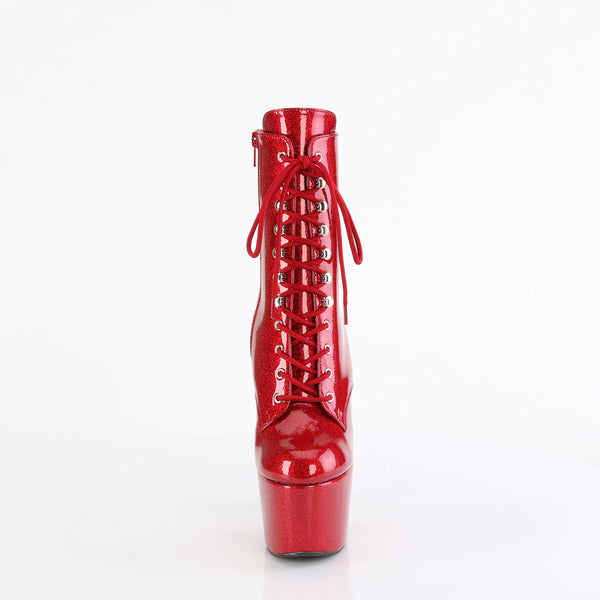 ADORE-1020GP Plateau Stiefelette Rot Glitzer von Pleaser – Ansicht 2