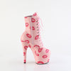ADORE-1020KISSES - Plateau Stiefeletten - Rosa mit Muster | Pleaser