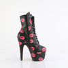 ADORE-1020KISSES - Plateau Stiefeletten - Schwarz mit Muster | Pleaser