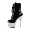 ADORE-1020LG Plateau Stiefeletten - Schwarz/Silber Glitzer | Pleaser
