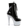 ADORE-1020LG Plateau Stiefeletten - Schwarz/Silber Glitzer | Pleaser