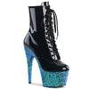 ADORE-1020LG Plateau Stiefeletten Schwarz Blau Glitzer | Pleaser