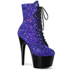 ADORE-1020MG Plateau Stiefeletten Blau Lila Glitzer | Pleaser
