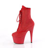 ADORE-1020RM Plateau Stiefeletten Rot Glitzer Strass Netz von Pleaser – Ansicht 3