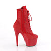 ADORE-1020RM Plateau Stiefeletten Rot Glitzer Strass Netz von Pleaser – Ansicht 5
