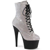 ADORE-1020RS Plateau Stiefeletten - Silber Glitzersteine | Pleaser