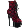 ADORE-1020SP Plateau Stiefeletten - Rot Schlangenprint | Pleaser