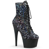 ADORE-1020SPLAT Plateau Stiefeletten - Schwarz Holo | Pleaser