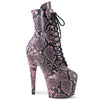 ADORE-1020SPWR Plateau Stiefeletten - Rosa Schlangenmuster | Pleaser