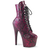 ADORE-1020SPWR Plateau Stiefeletten - Violettes Schlangenmuster | Pleaser