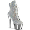 ADORE-1020SQ-02 Plateau Stiefeletten Silber/Glitzer | Pleaser