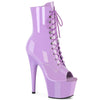 ADORE-1021 Plateau Peeptoe Stiefeletten Violett Lack | Pleaser