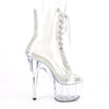 ADORE-1021C-2 Plateau Stiefeletten Silber/Transparent | Pleaser