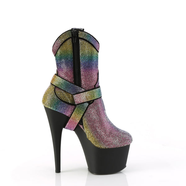 ADORE-1029RS Plateau Stiefeletten Mehrfarbig Glitzer Strass von Pleaser – Ansicht 5