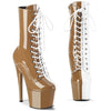 ADORE-1040TT Plateau Stiefeletten Braun Weiß | Pleaser