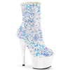 ADORE-1042SQ Plateau Stiefeletten Weiß/Mehrfarbig mit Pailletten | Pleaser